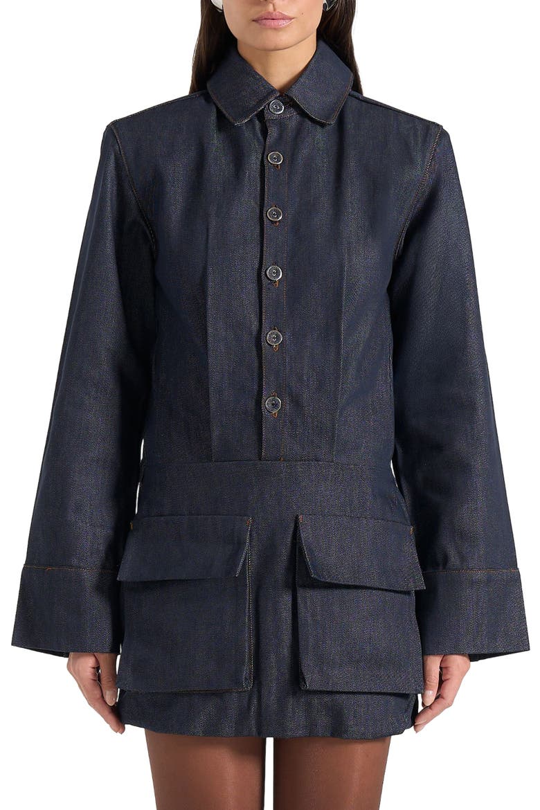 Laure Cargo Shirt Mini Dress, Main, color, Indigo