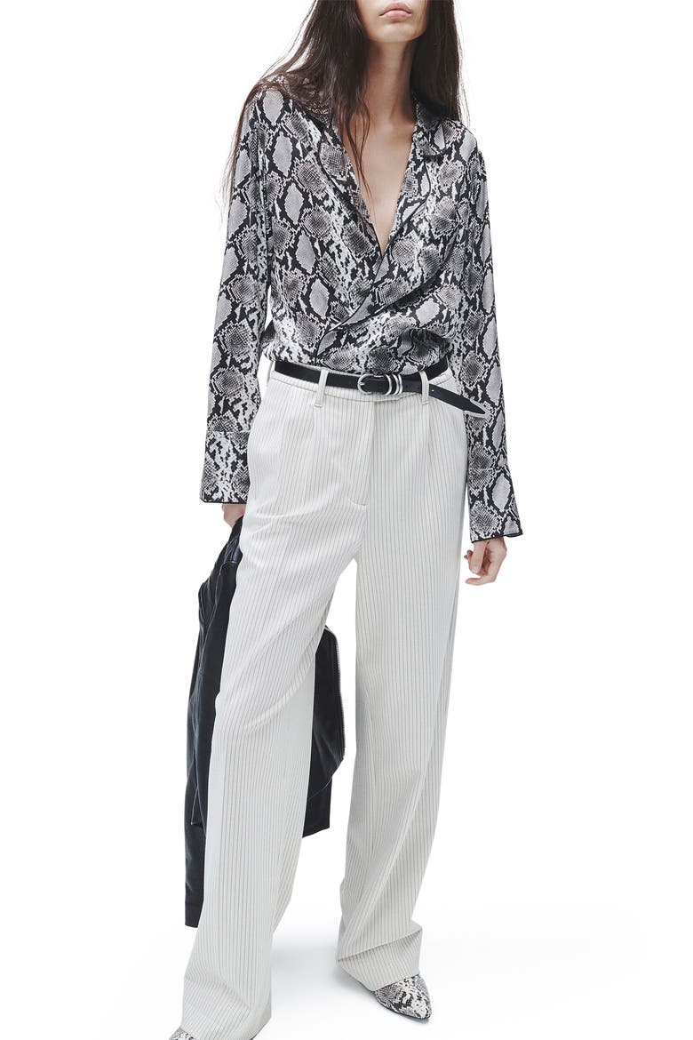Aurora Snakeskin Print Silk Blend Button-Up Shirt, Alternate, color, SNAKE PRINT