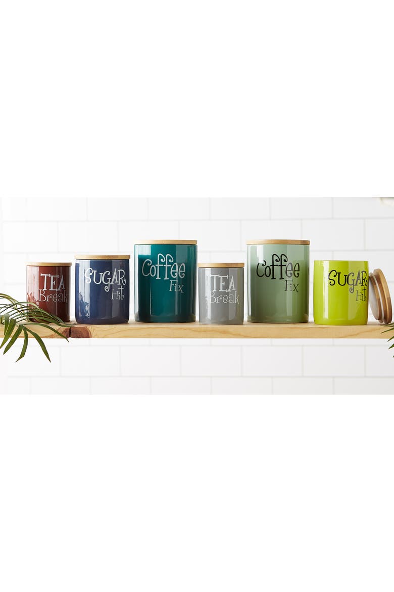 Retro Coffee Sugar Tea Ceramic Canister Set/3, Alternate, color, Jadeite