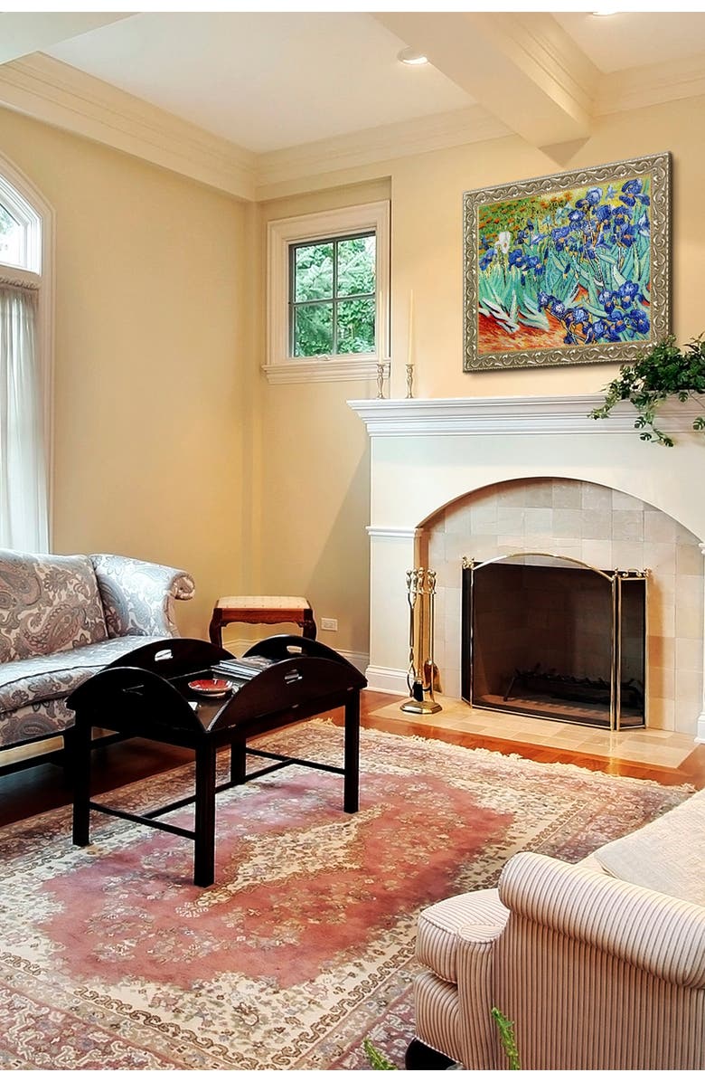 OVERSTOCK ART Irises by Vincent Van Gogh Framed Hand Painted Oil on Canvas, Alternate, color,