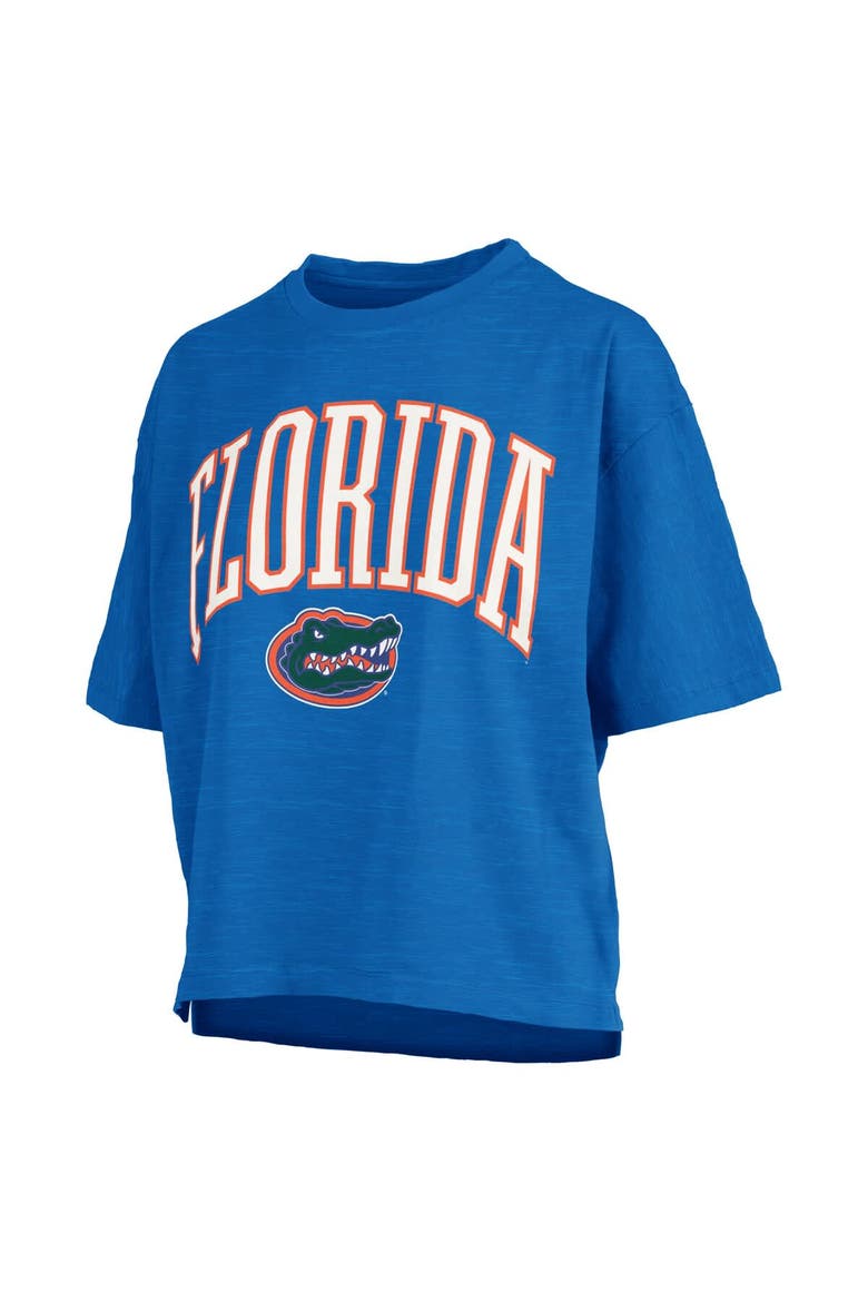 Women's Pressbox Royal Florida Gators Nelson Arch Over Logo Waist Length Oversized Slub T-Shirt, Alternate, color, Royal