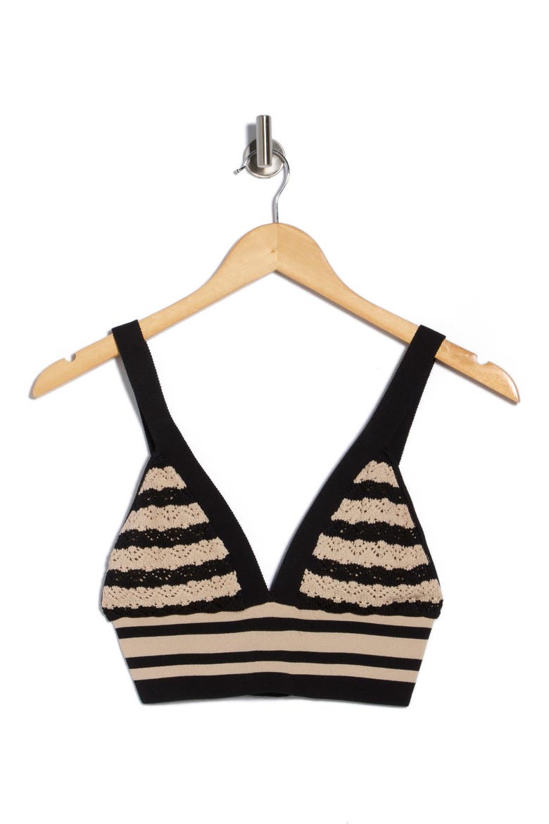 Reverie Pointelle Knit Tank, Alternate, color, BLACK/ NATURAL STRIPE