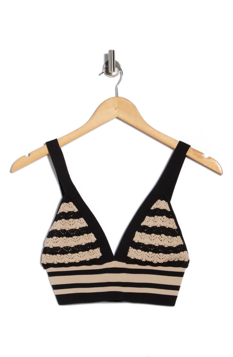 L'AGENCE Reverie Pointelle Knit Tank, Main, color, Black/ Natural Stripe