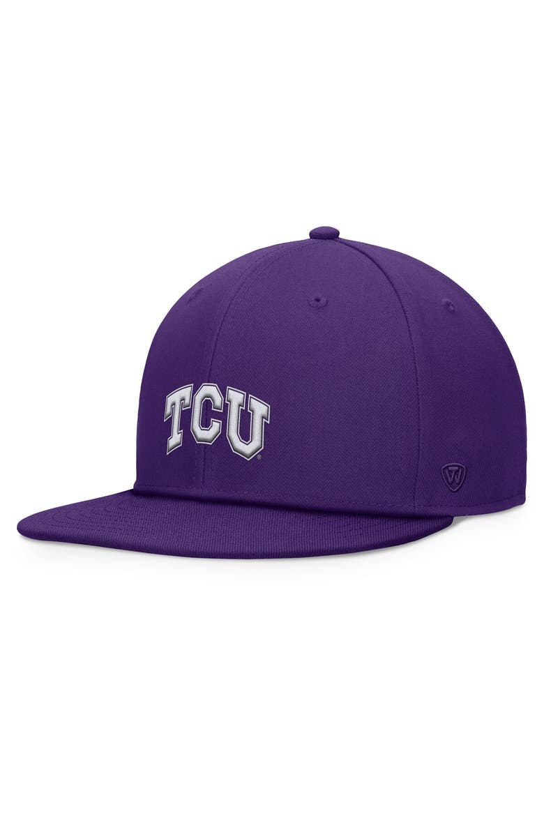 Men's Top of the World Purple TCU Horned Frogs Fundamental Snapback Hat, Main, color, Purple
