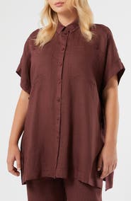 Marina Rinaldi Voyage Collection Linen Canvas Button-Up Tunic