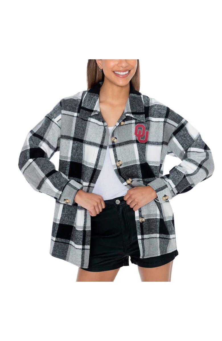 GAMEDAY COUTURE Women's Gameday Couture Gray Oklahoma Sooners End Zone Game Flannel Button-Up Shirt, Main, color, 
