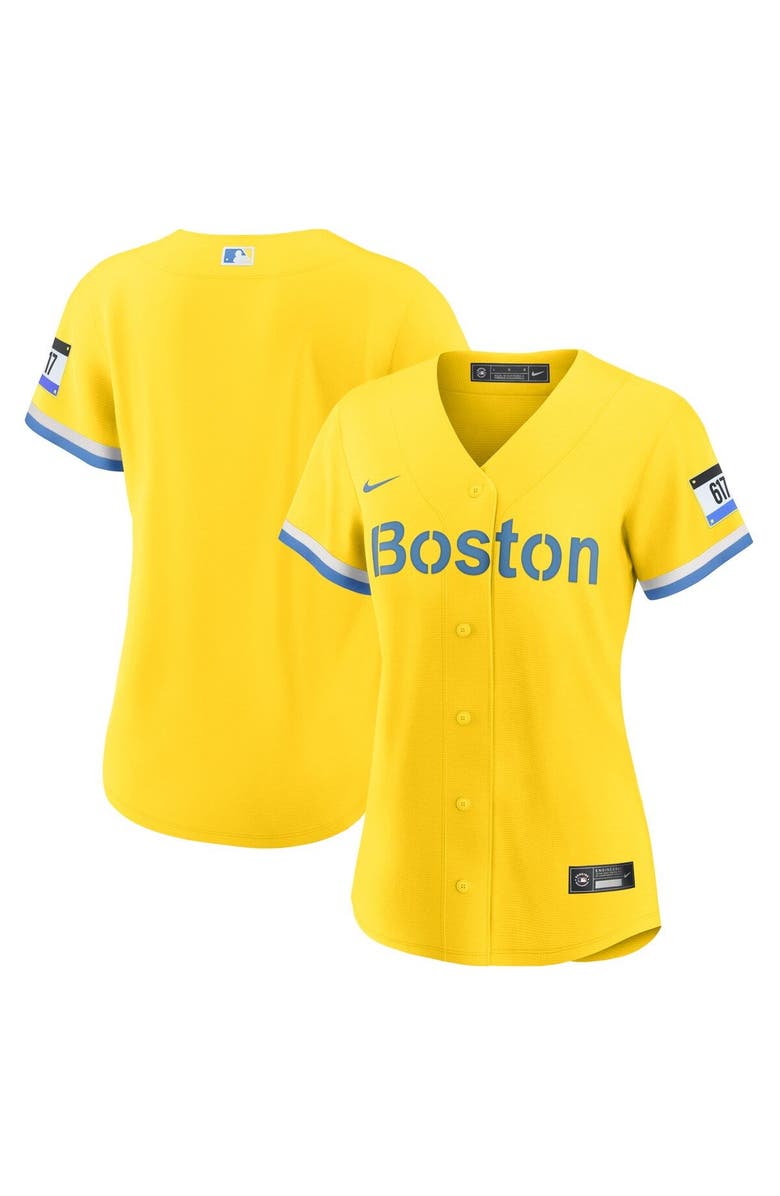 Nike Women's Nike Gold/Light Blue Boston Red Sox City Connect Replica Jersey, Main, color, 