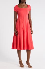 Ellen Tracy Poplin Cap Sleeve Dress