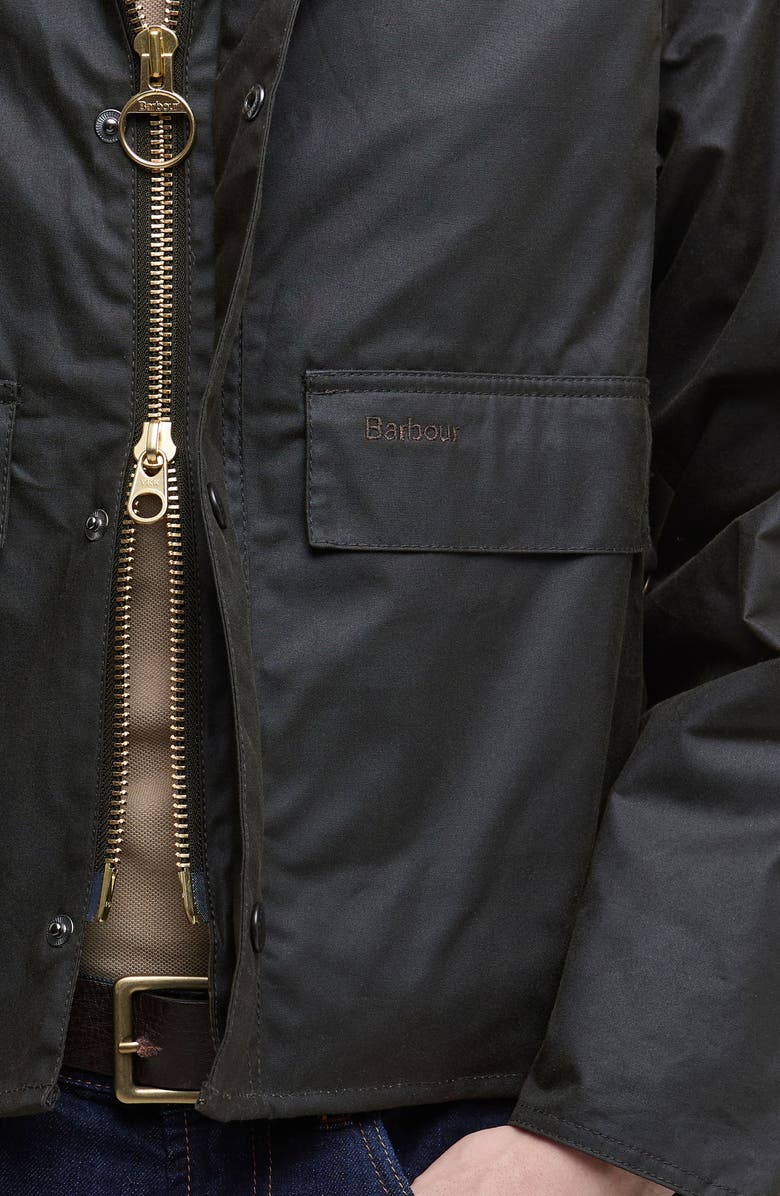 Barbour Spey Waxed Cotton Jacket, Alternate, color, Olive