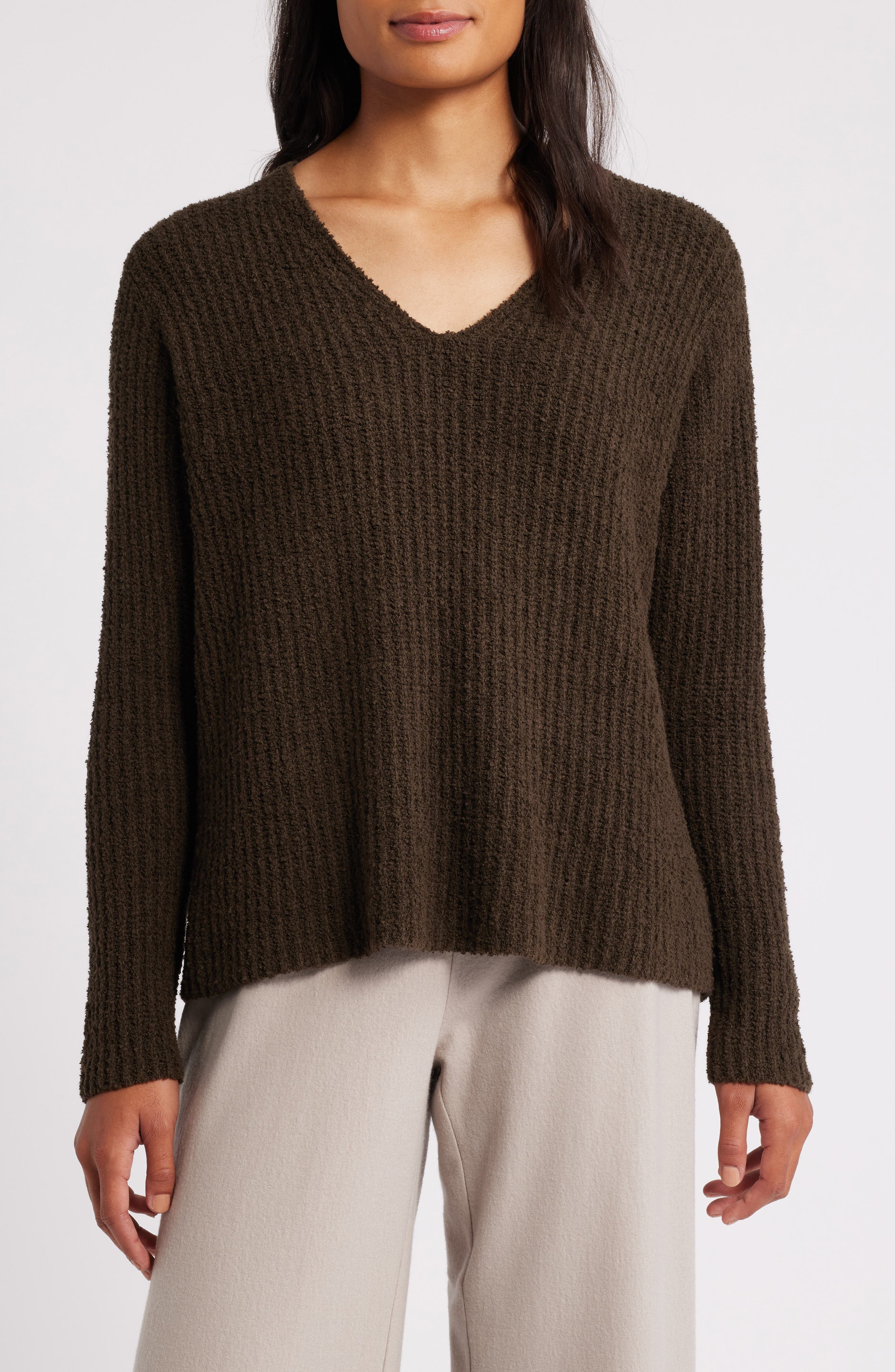 V-Neck Organic Cotton & Cashmere Blend Sweater