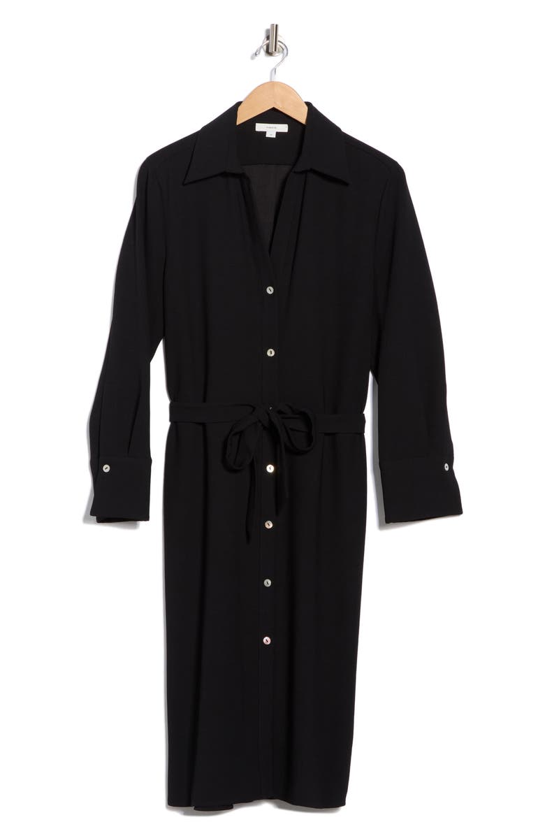 Vince Long Sleeve Belted Shirtdress, Alternate, color, Black