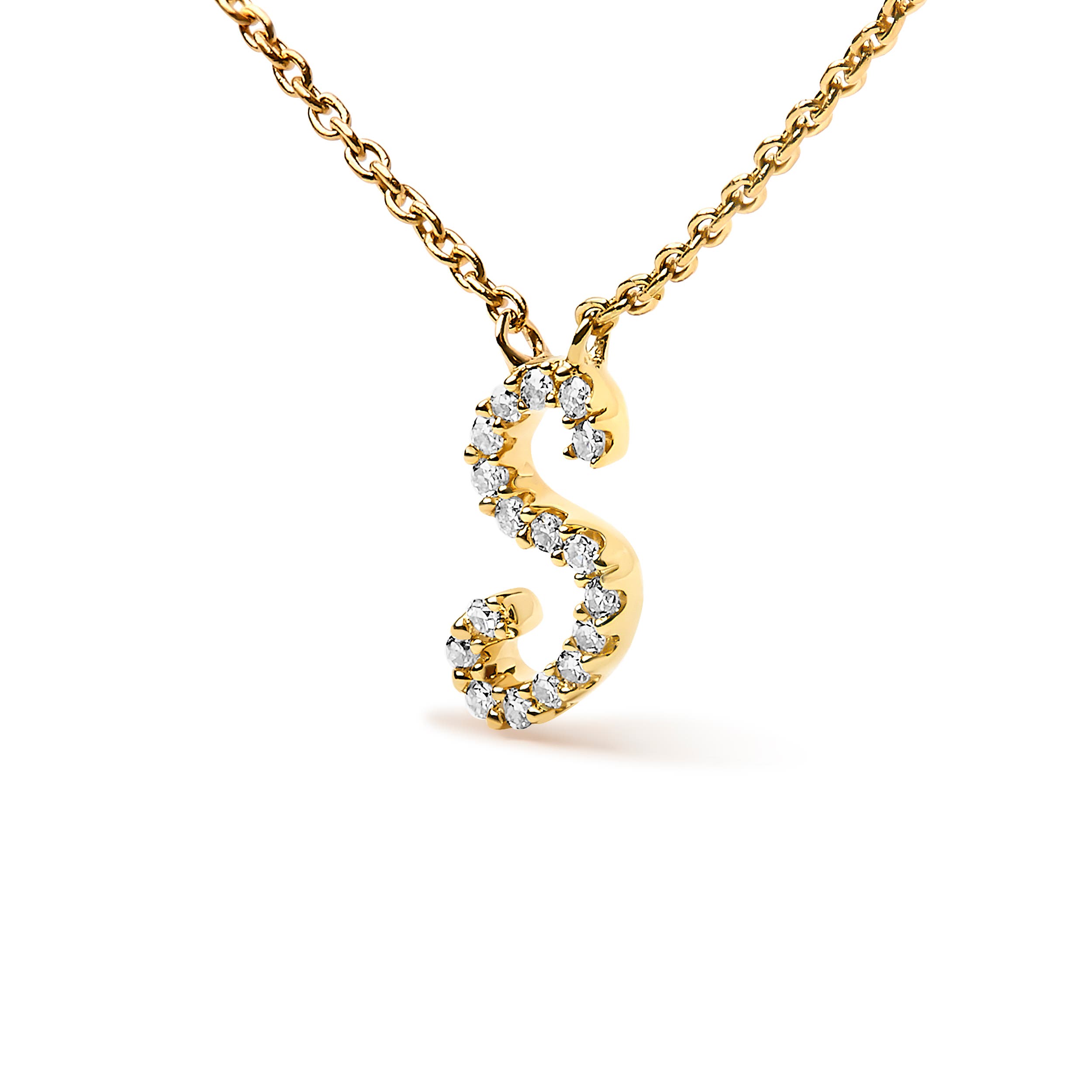 Haus of Brilliance 10K Gold Diamond Accent A-Z Initial Script Style ...
