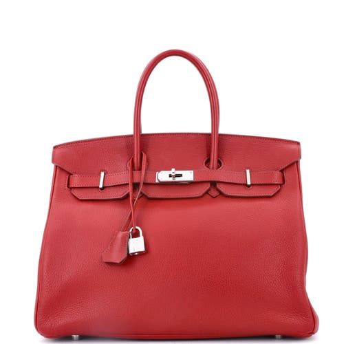 Pre-owned Hermes Hermes Birkin Handbag Red Togo With Palladium Hardware 35 In Red