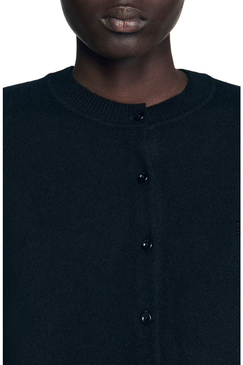 Ruffled cardigan, Alternate, color, Black