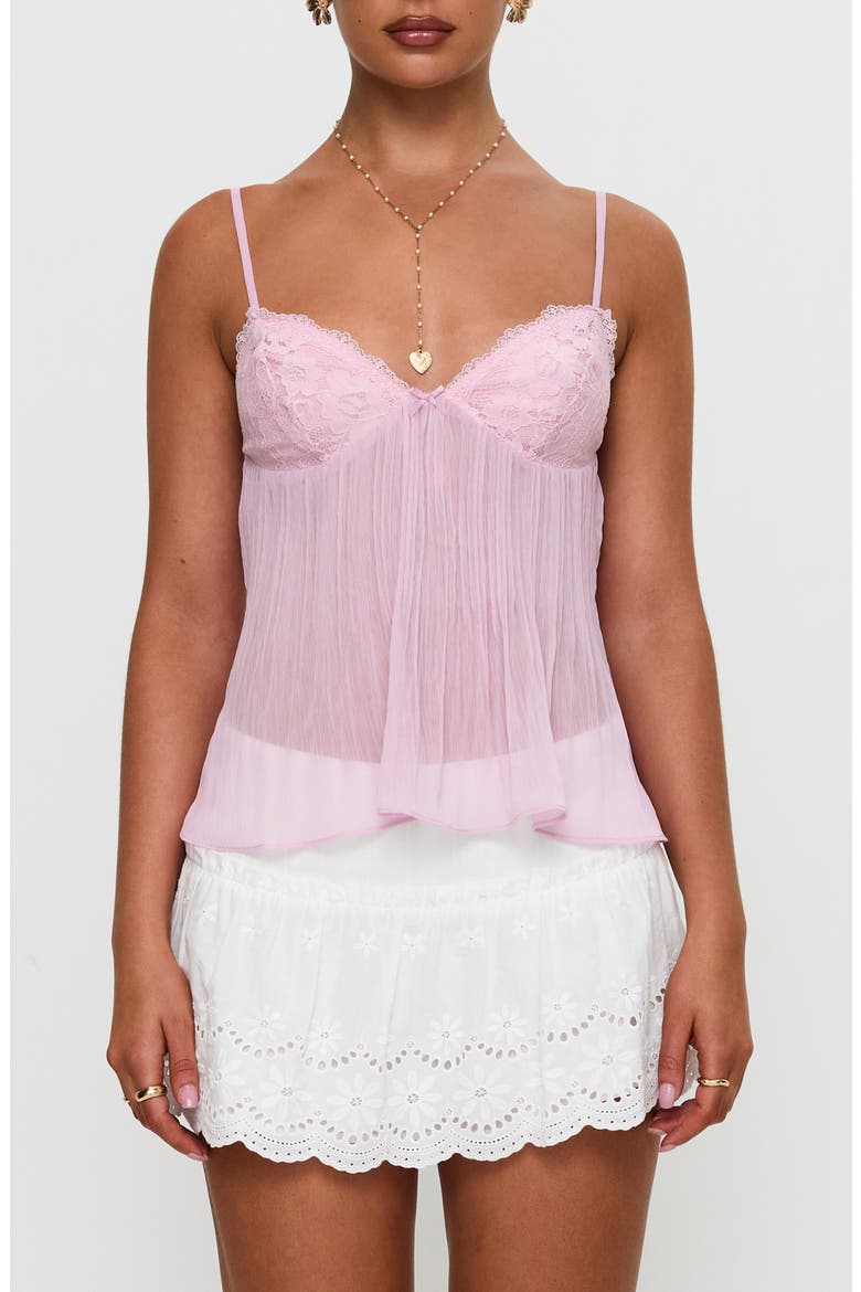 Zami Lace Pleated Camisole, Main, color, PINK