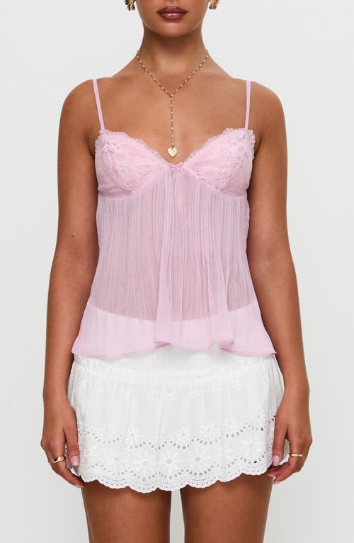 Princess Polly Zami Pleated Lace Trim Semisheer Camisole
