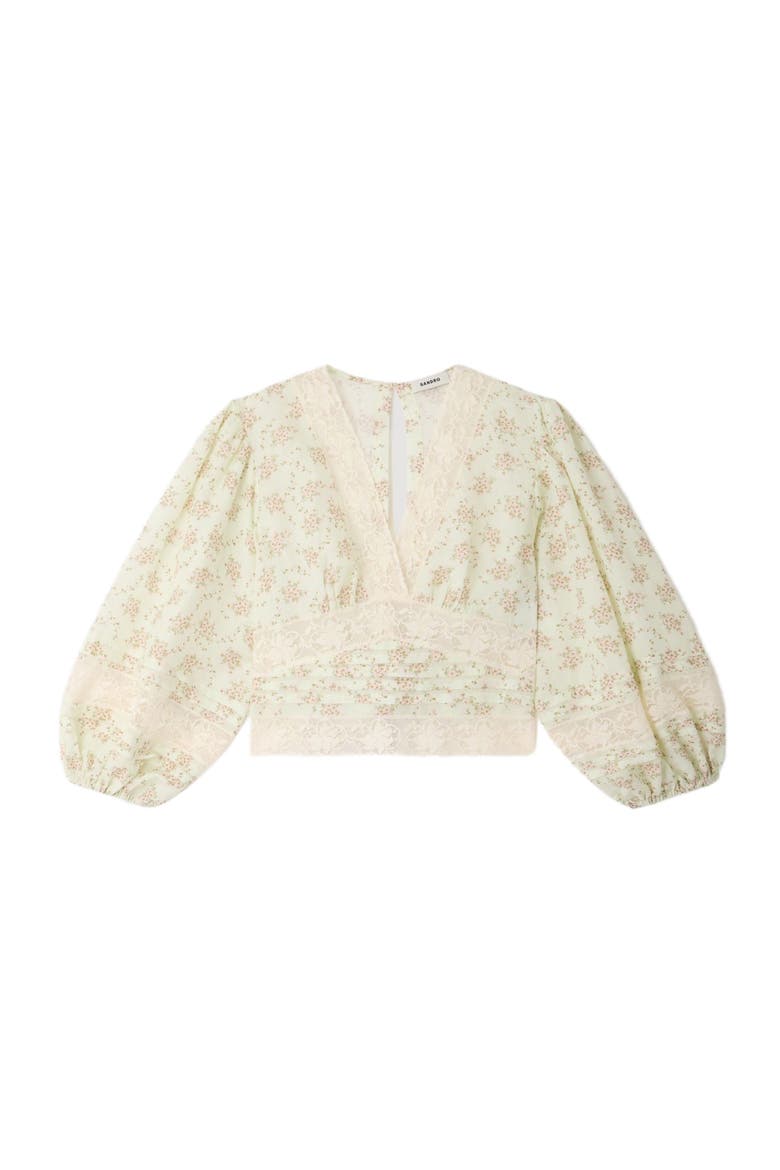 Floral crop top, Alternate, color, Pink / green