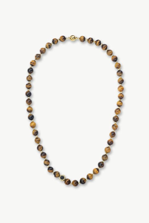Morgan Natural Tiger's Eye Beaded Necklace
