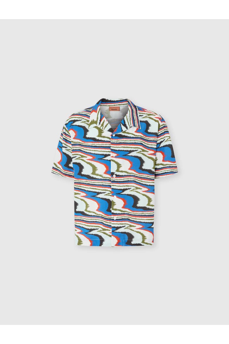 Bowling Shirt In Viscose With Flame Print, Main, color, Multicoloured