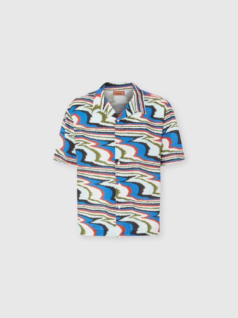 Bowling Shirt In Viscose With Flame Print