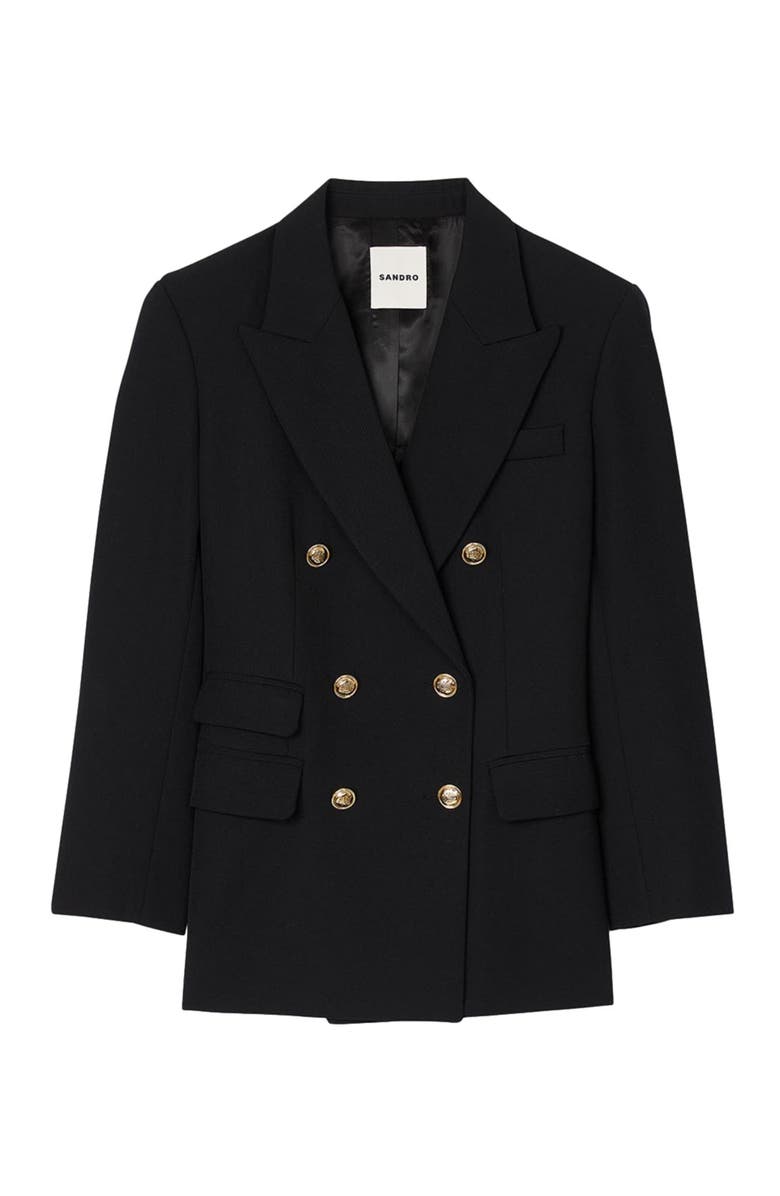 SANDRO Double-breasted suit jacket, Alternate, color, Black