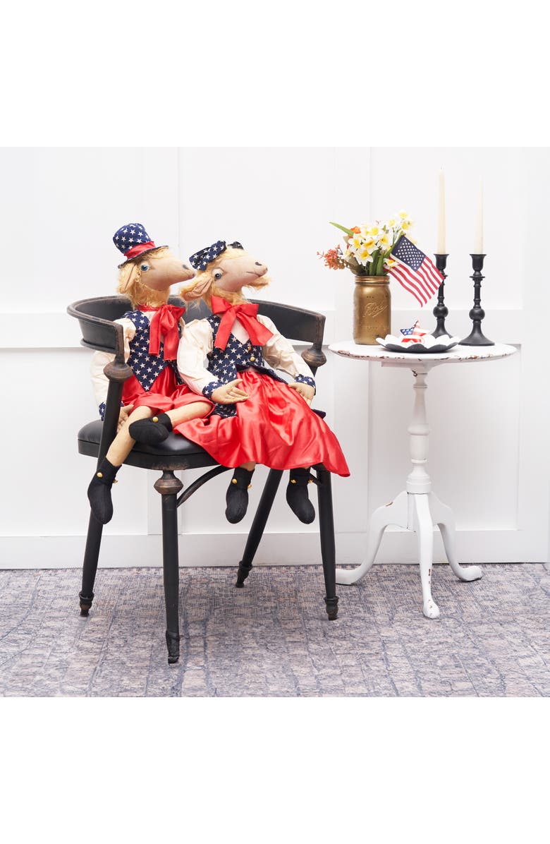 Gallerie II Patriotic Gussie Sheep w/ Stars & Stripes Dress Decorative Figurine, Alternate, color, Red
