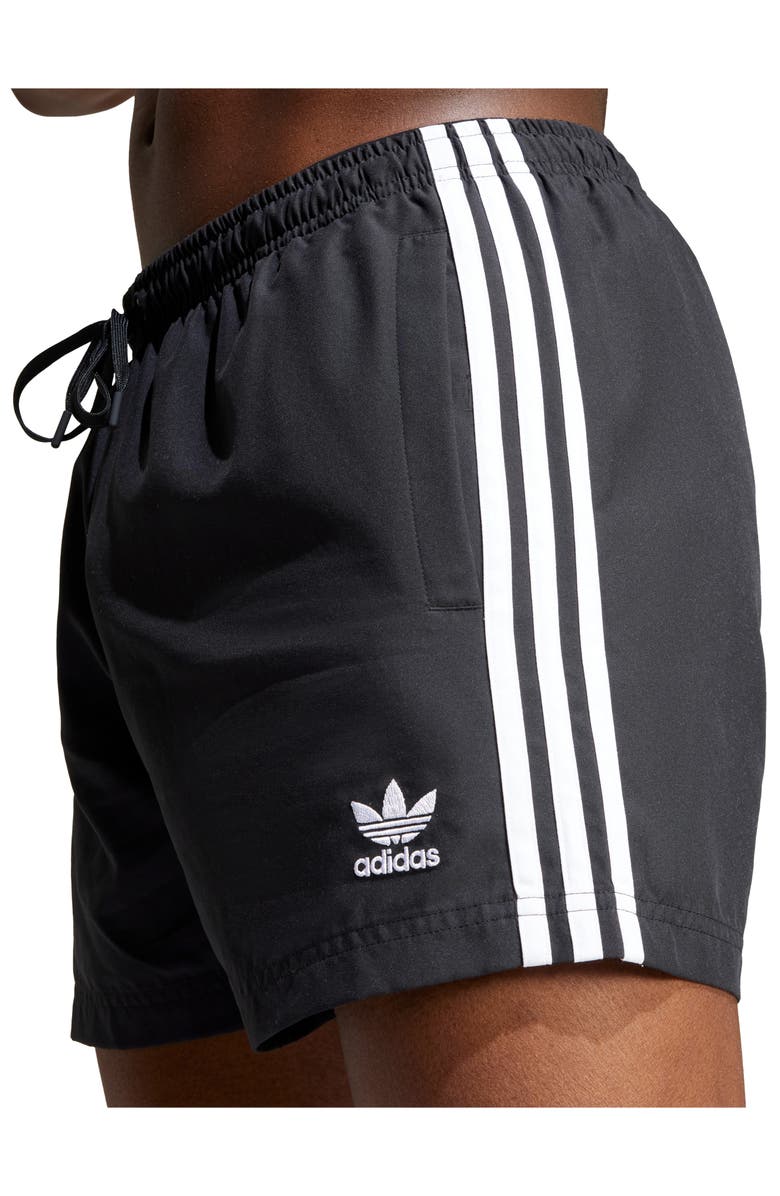 adidas 3-Stripes 5-Inch Swim Shorts, Alternate, color, Black