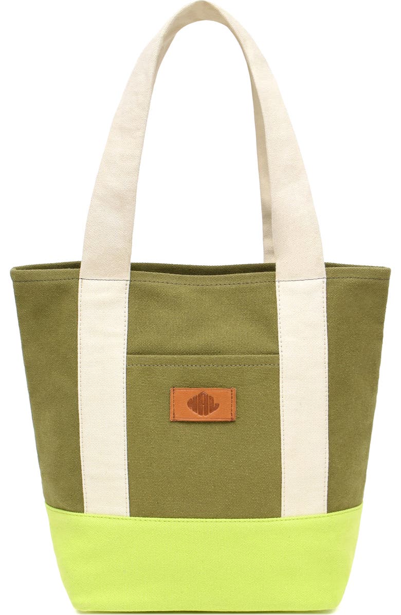 New Amsterdam Leatherworks Medium Kylee Colorblock Tote Bag, Main, color, Olive/ Natural
