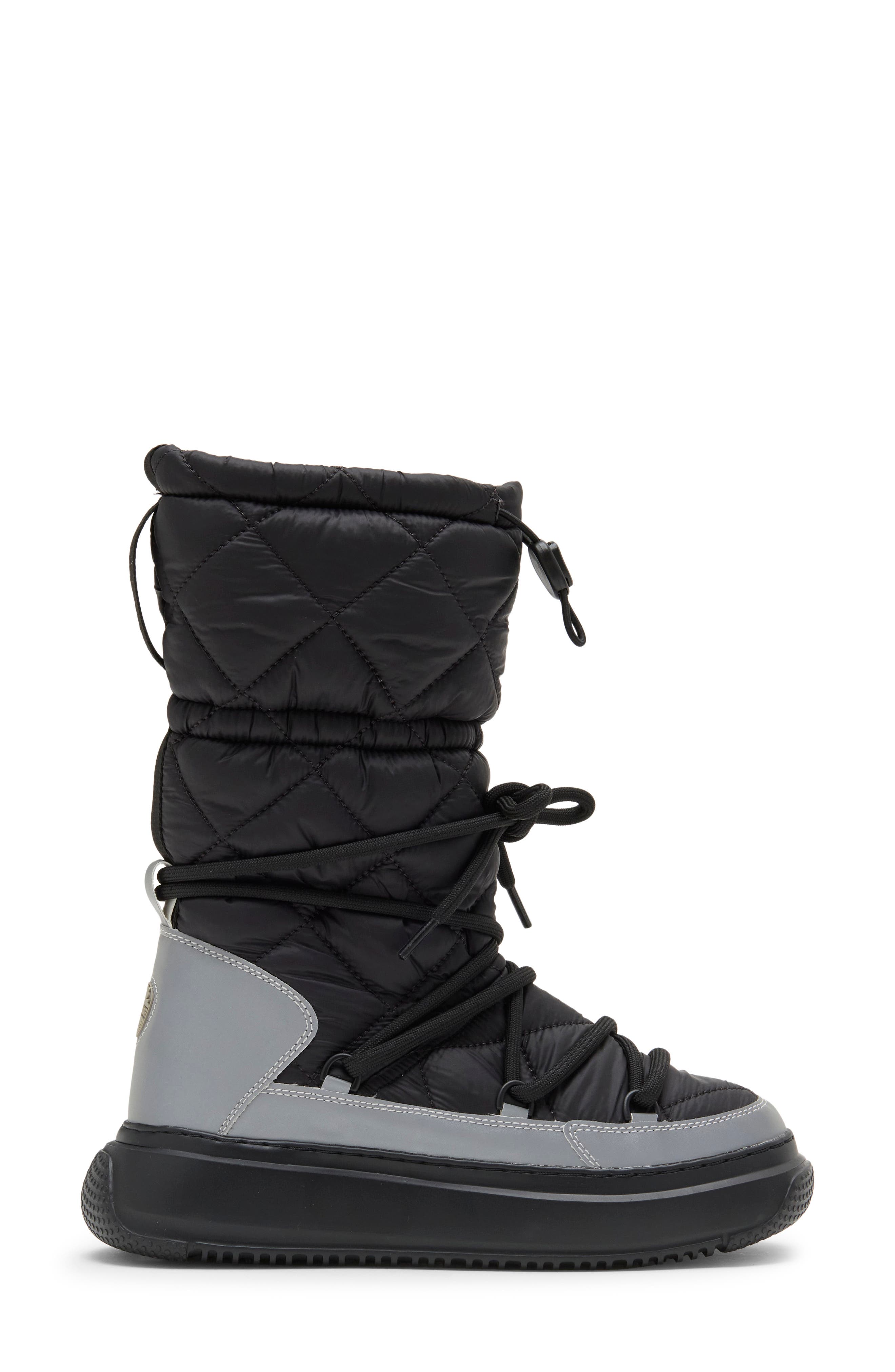 Gravita Mid Leather Boot, Alternate, color, BLACK/ SILVER