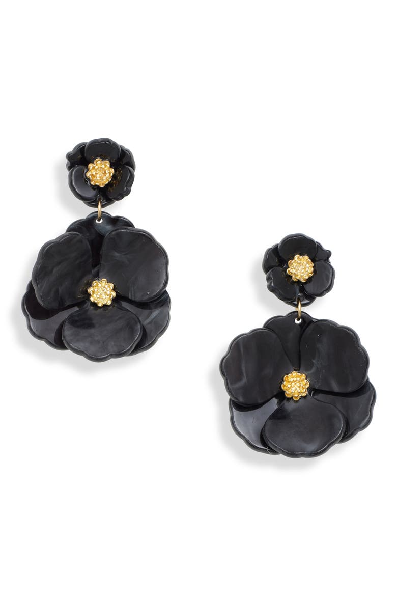 Pansy Drop Earrings, Main, color, GREY