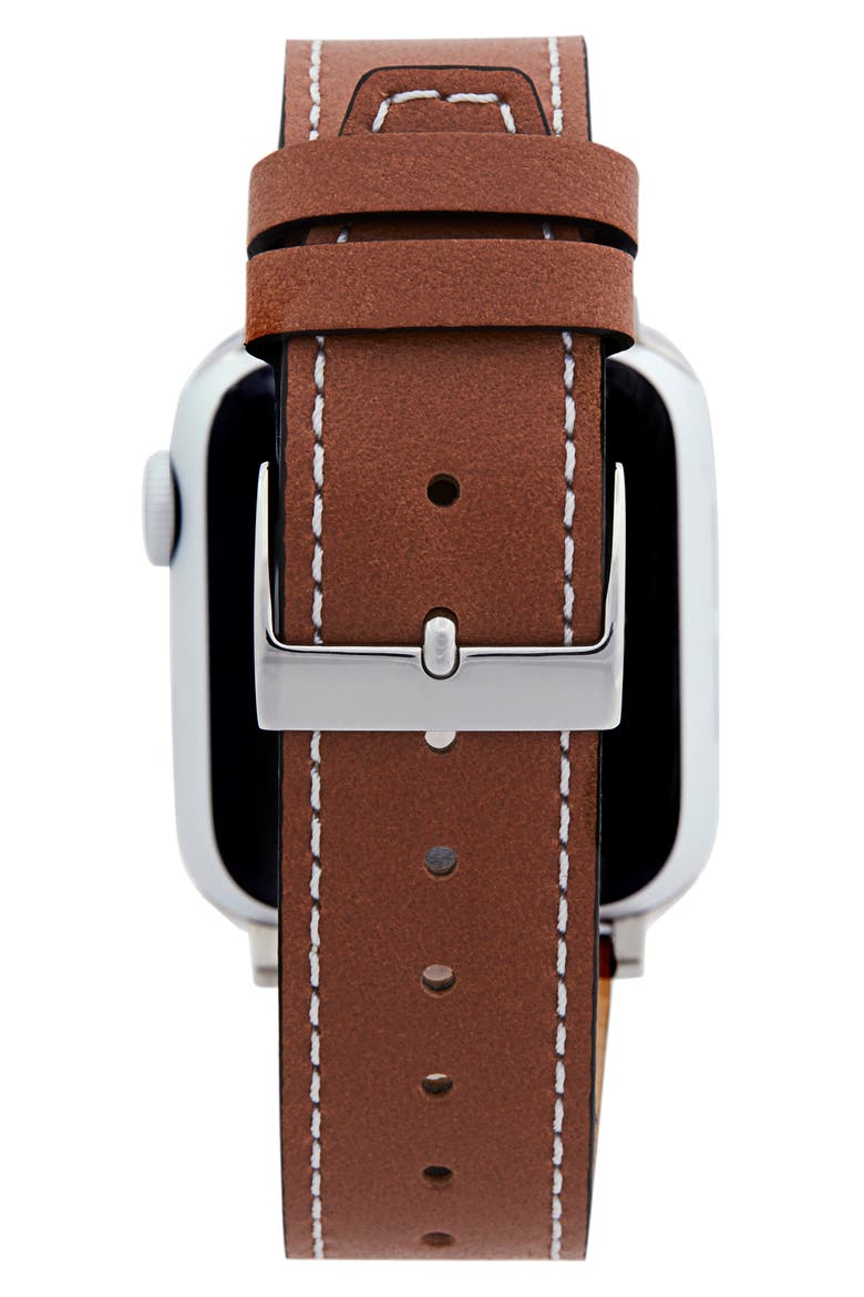 Leather Apple Watch® Strap, Alternate, color, SADDLE