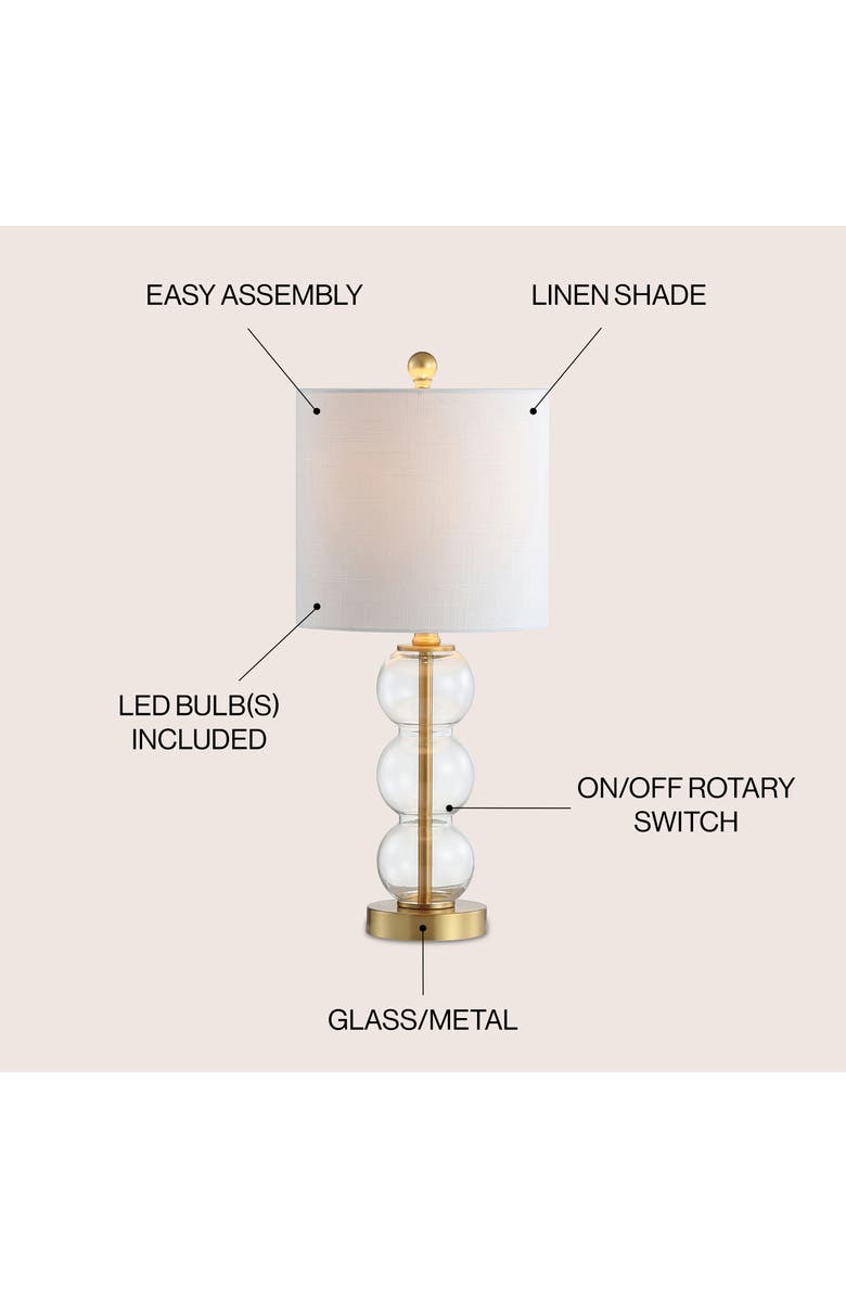 JONATHAN Y February Glass/Metal LED Table Lamp, Alternate, color, Clear/Brass Gold