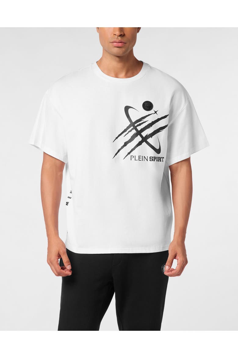 T-Shirt Round Neck Ss Scratch Men, Main, color, white