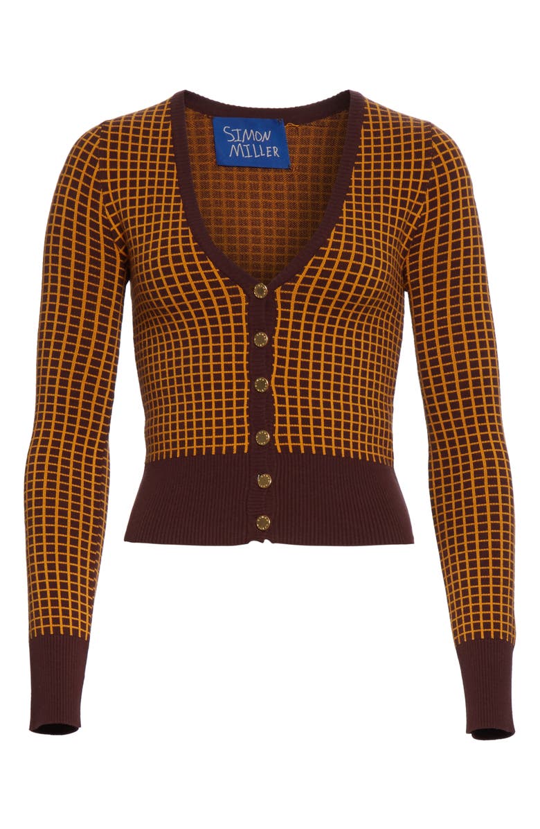 Simon Miller Chiz Check Jacquard Crop Cardigan, Alternate, color,