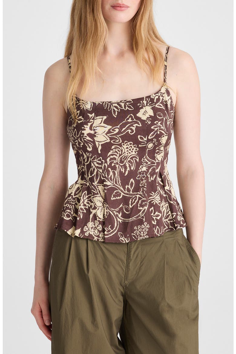 Darted Peplum Camisole, Main, color, DARK BROWN