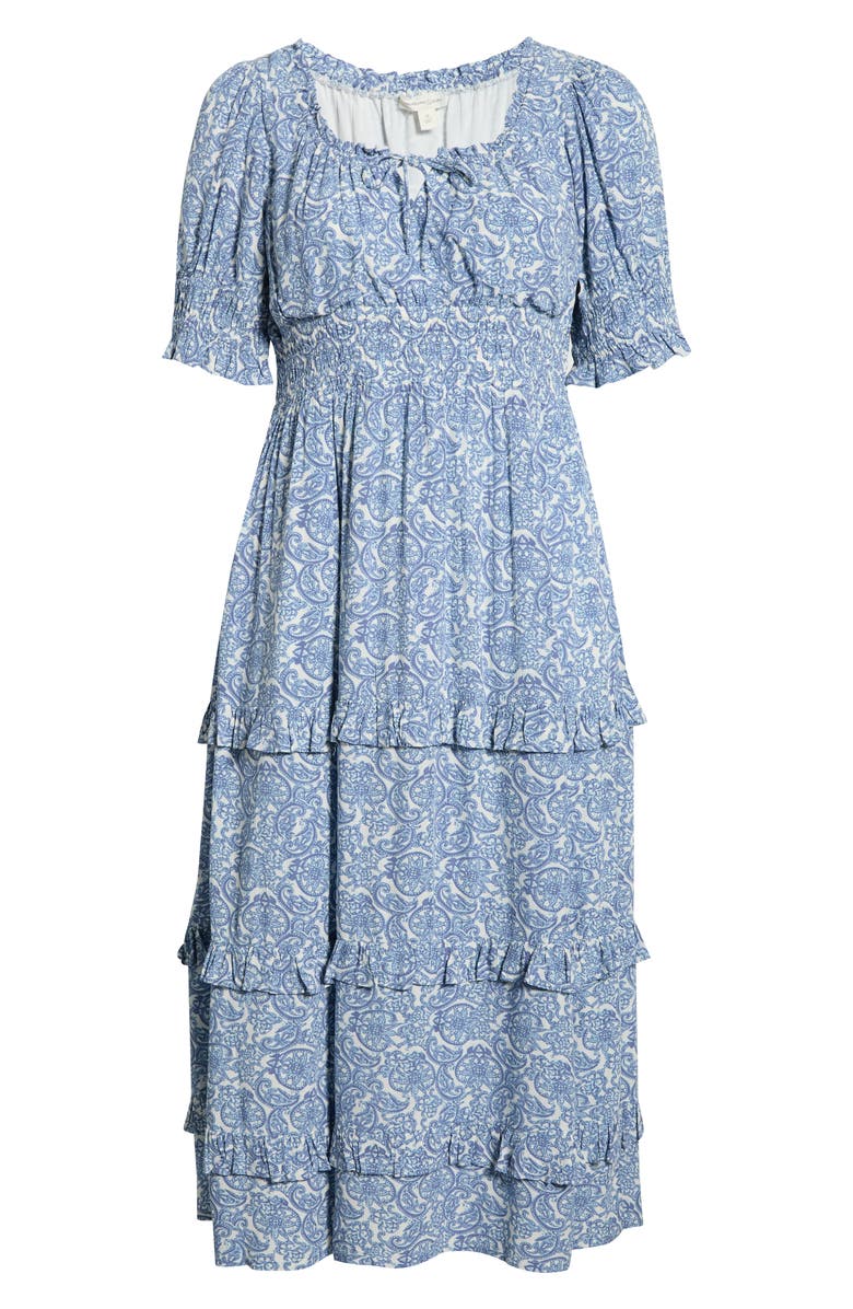 Treasure & Bond Print Smocked Waist Maxi Dress, Main, color, Blue Lace Allover