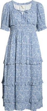Treasure & Bond Print Smocked Waist Maxi Dress