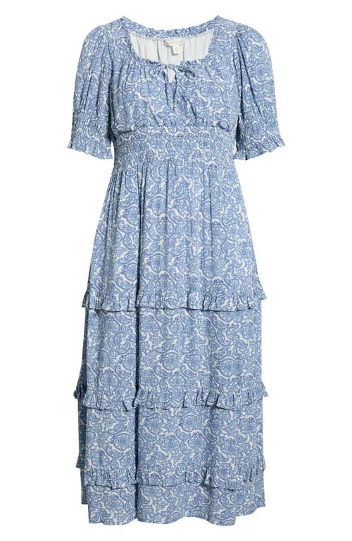 Treasure & Bond Print Smocked Waist Maxi Dress In Blue