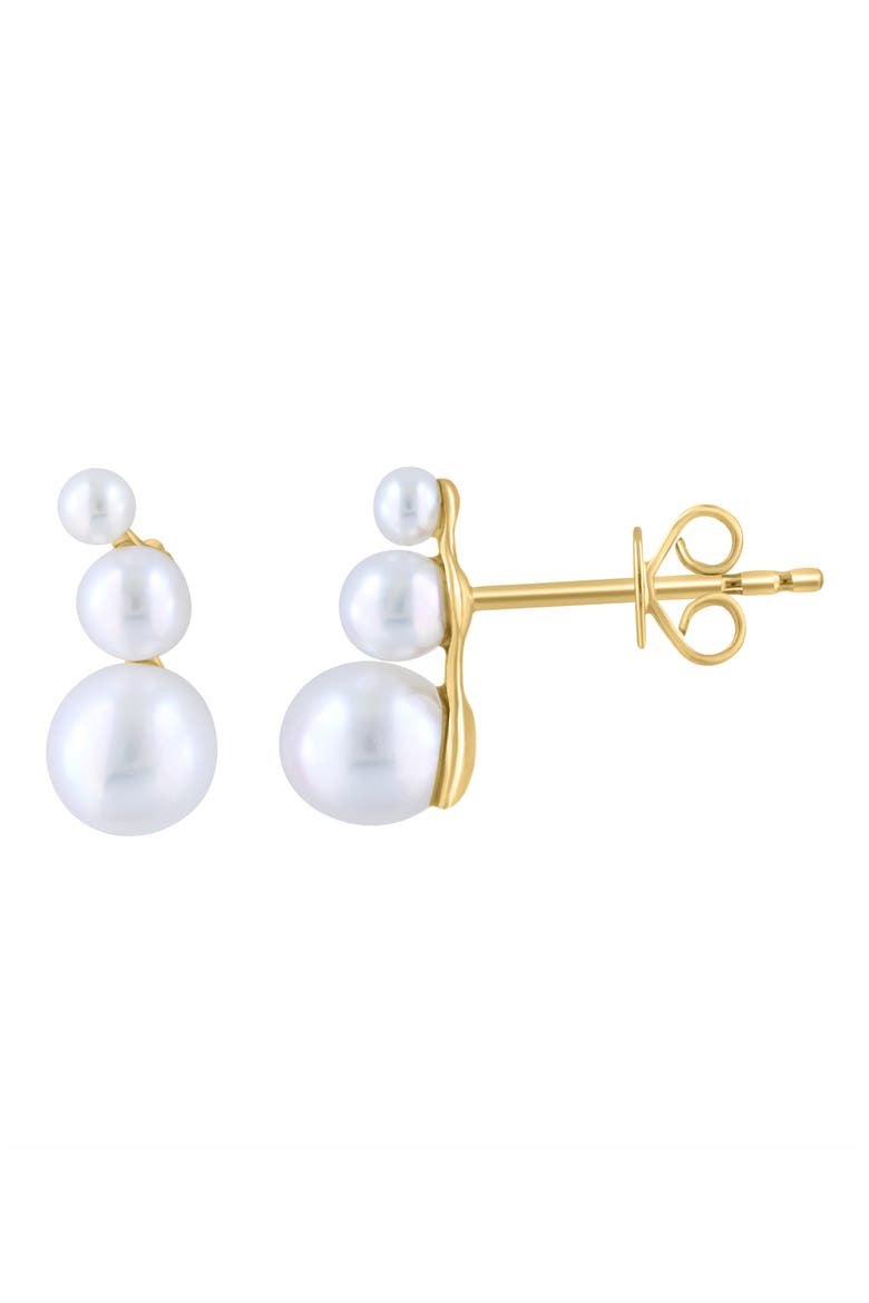 Freshwater Pearl Crawler Stud Earrings, Alternate, color, WHITE