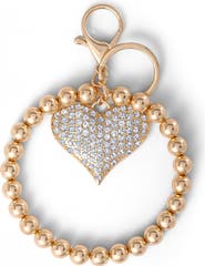 Jessica Simpson Heart Charm Stretch Keychain Bracelet in Gold-Tone
