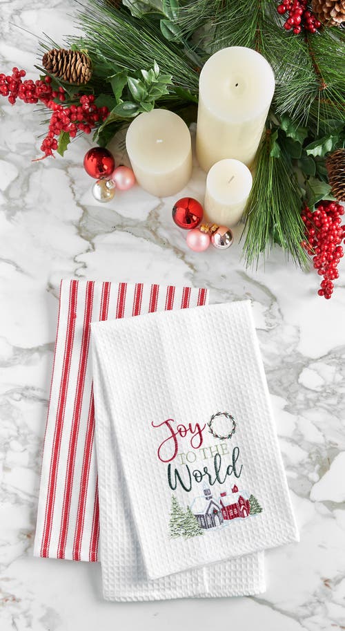 C & F Home C&f Home 27" X 18" Christmas Holiday "joy To The World" Sentiment Cotton Waffle Weave Kitchen Dish T In Multi