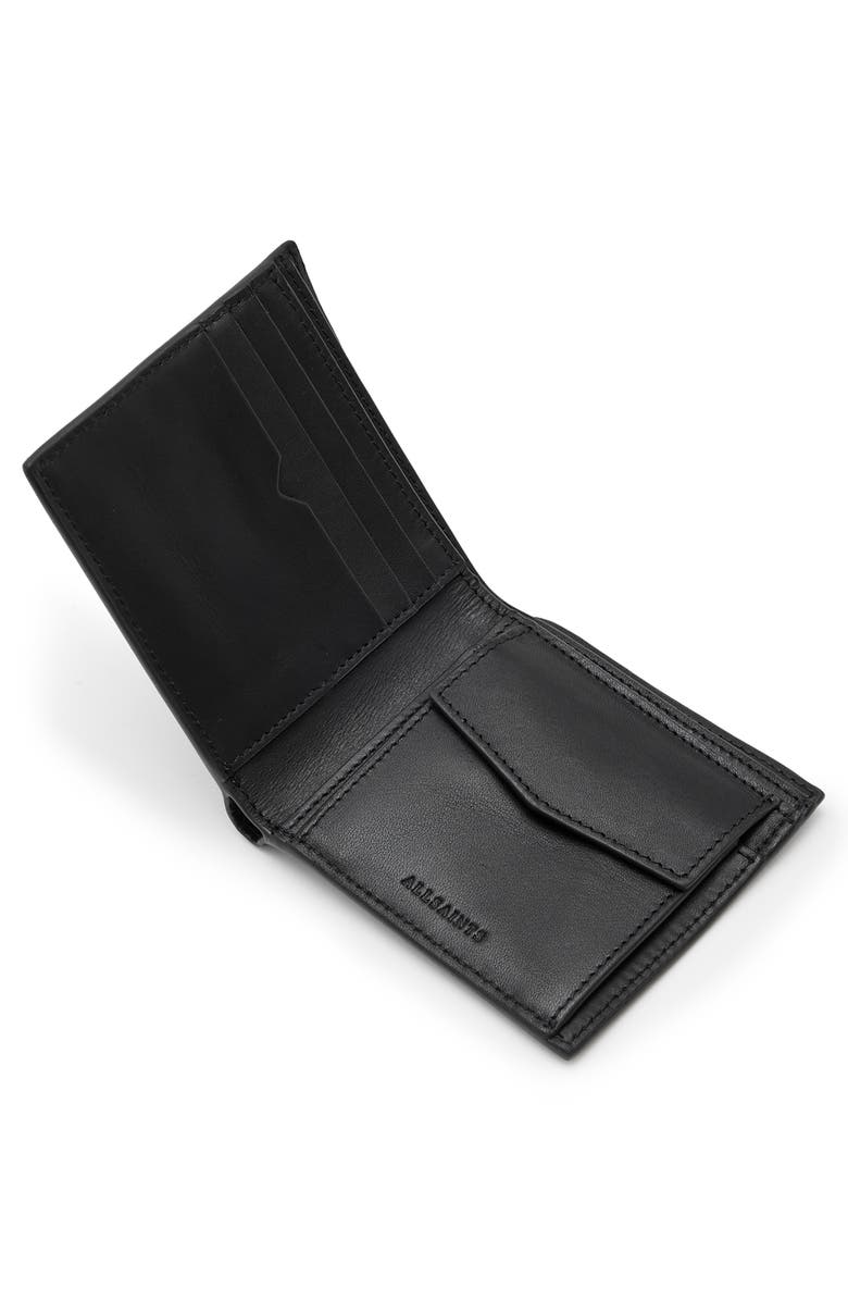 AllSaints Delph Leather Wallet, Alternate, color, Black