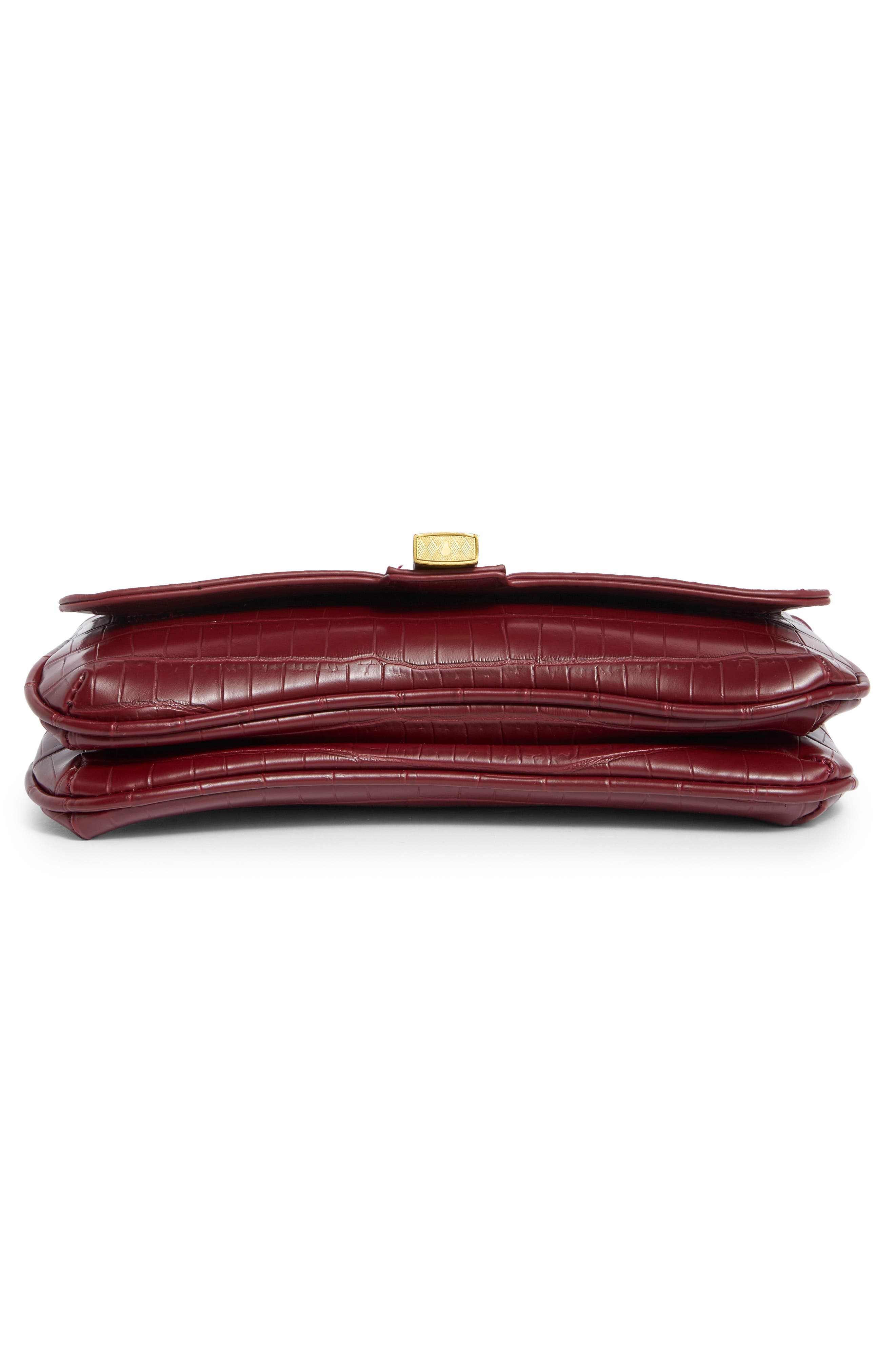 Croc Embossed Faux Leather Shoulder Bag, Alternate, color, BURGUNDY