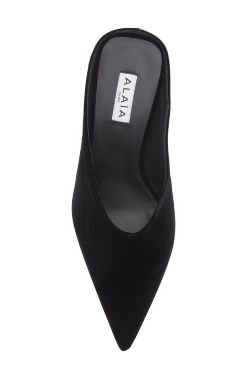 Alaïa Satin Wedge Mules Cube Toe Pointed In Black
