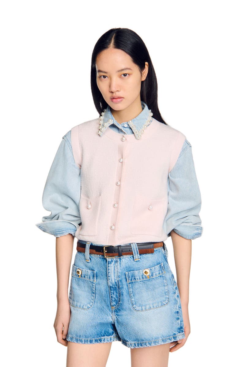 SANDRO Textured tweed cardigan, Alternate, color,