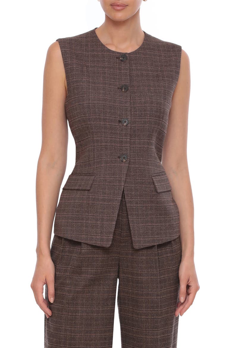 Plaid Vest, Alternate, color, DARK BROWN