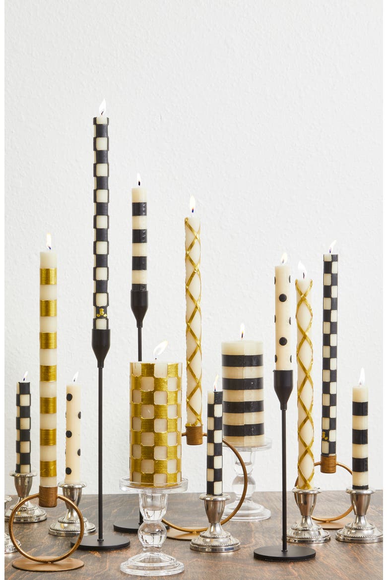 Set of 6 Black Dinner Candles, Alternate, color, BLACK/ IVORY