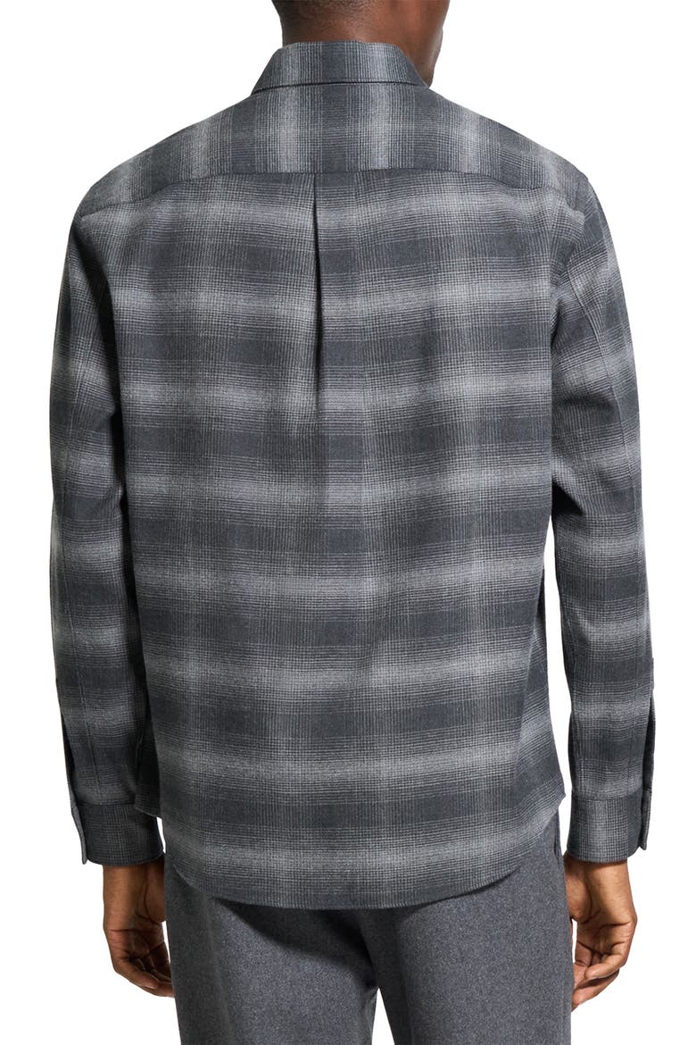 Weekend Gradient Check Brushed Cotton Button-Up Overshirt, Alternate, color, CHARCOAL MELANGE MULTI - WX6