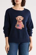 T Tahari Americana Dog Intarsia Sweater