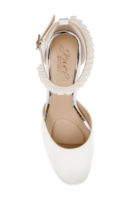 Jewel Badgley Mischka Cathleen Womens Embellished Glitter Ankle Strap In Ivory Satin